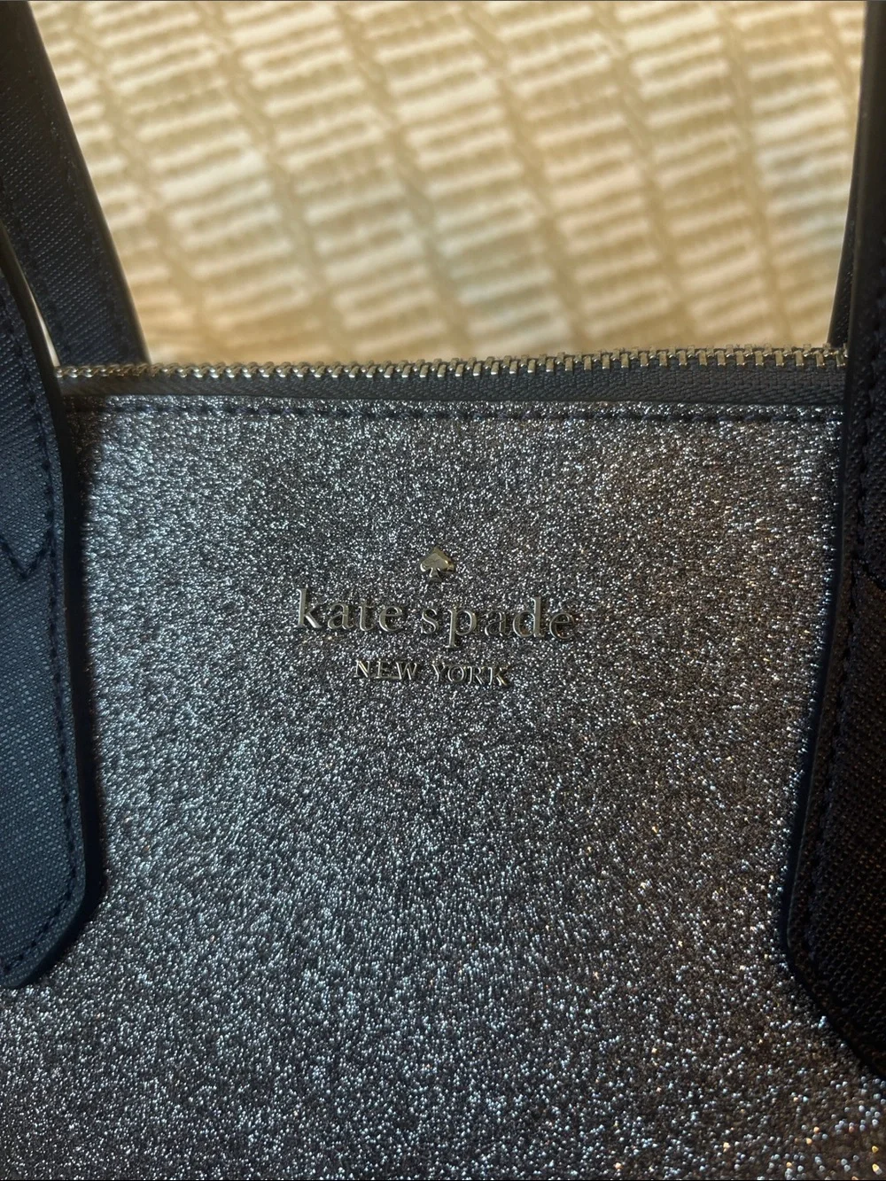 kate spade Gunmetal Glitter Small Shoulder Tote